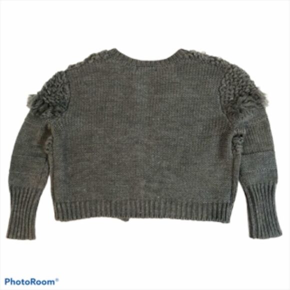 DO + BE Grey Long Sleeved Wool Blend Open Sweater - Picture 3 of 4